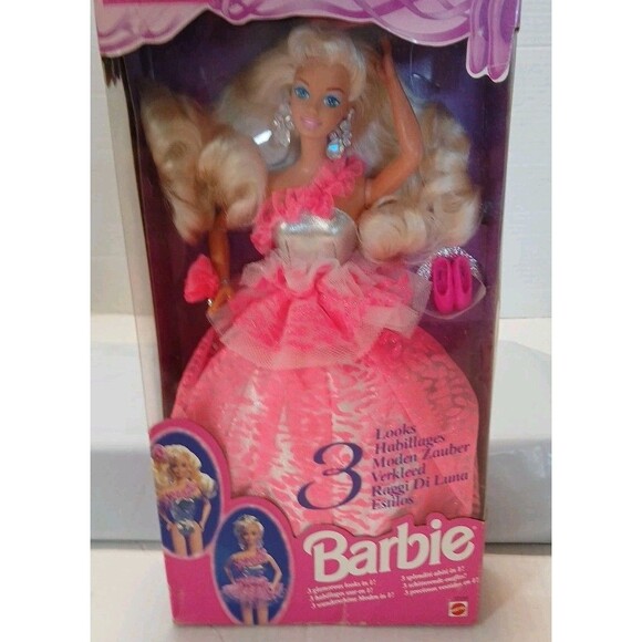 VTG Barbie 3 Looks Barbie, 3 Outfits in One 12339 Mattel 1994 Never Out Of Box - Picture 2 of 16